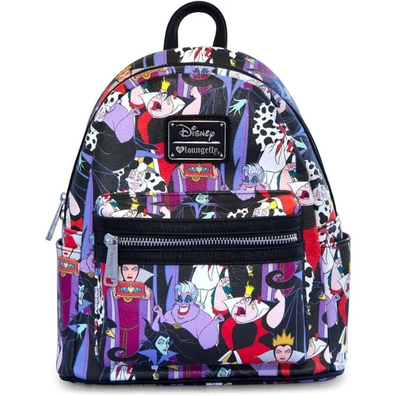 Disney-Loungefly Mini mochila para mulheres, alça dupla, bolsa de ombro, bolsa dos vilões