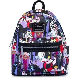 Disney-Loungefly-女性用ミニバックパック,ダブルストラップ,ショルダーバッグ,villains財布