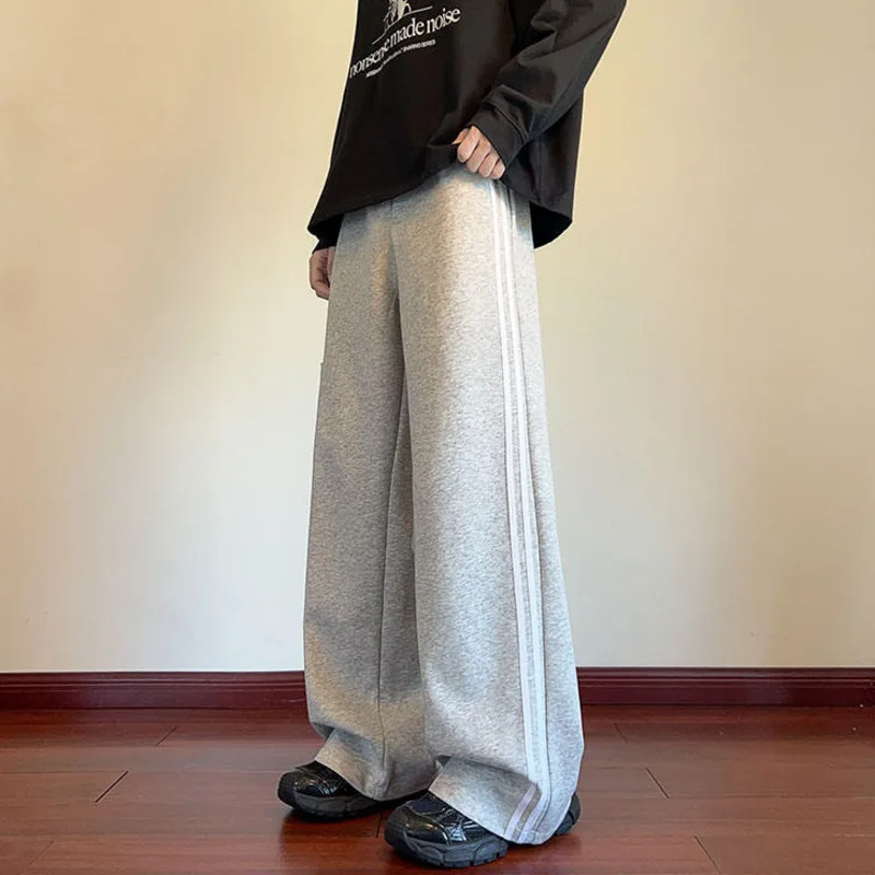 LUZHEN 2025 New Fashion Stripe Printed Straight Tube Casual Pants Men's High Quality Embroidery Pockets Sports Trousers JY4168