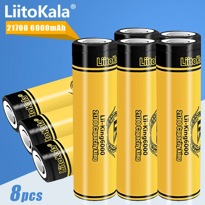 

8PCS LiitoKala King6000 21700 6000mAh High-capacity 3.7V Rechargeable Li-ion Cells for Flashlight Power Bank Toys Torch