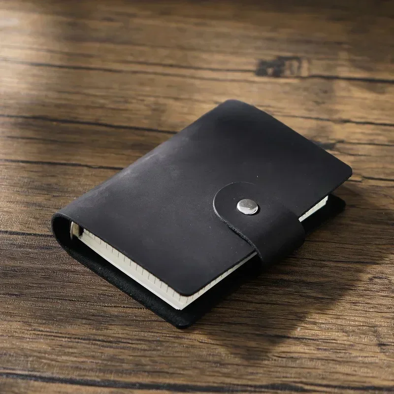 

Genuine Leather A8 Size Ring Planner Cowhide 5-hole Rings Mini Notebook with 15 MM silver Rings Retro Organizer Diary Notepad