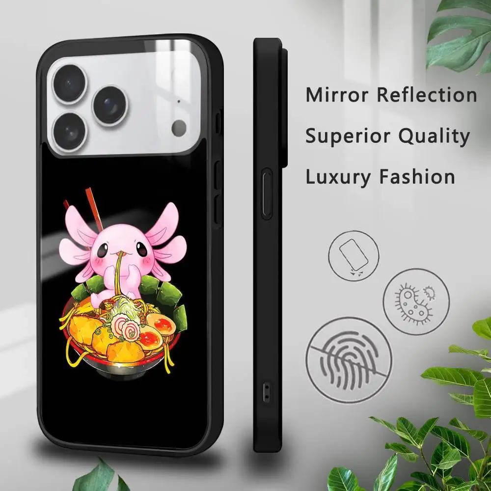 

Axolotl And Ramen Hard Case for iPhone 17 16 15 14 13 12 11 Pro Xs Max Mini Plus
