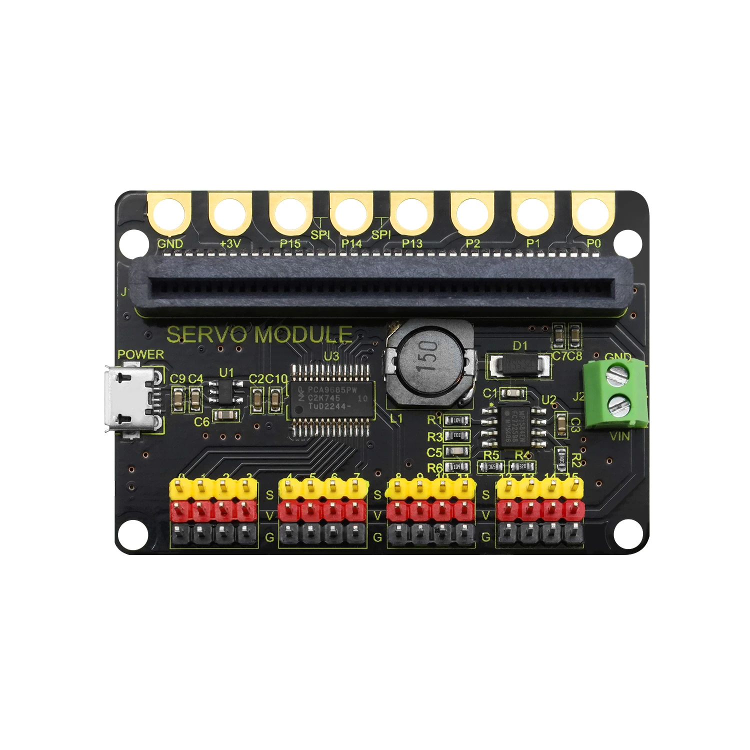 Keyestudio Microbit 16-Channel PCA9685PW Servo Shield Expansion Board for BBC Micro:bit V2 Projects