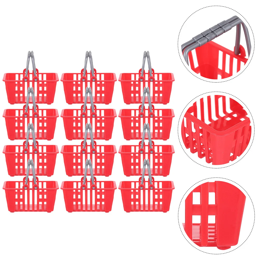 

12 Pcs Mini Shopping Basket Toy Desktop Easter Eggs Storage Baskets Plastic House Baby with Handle Kids