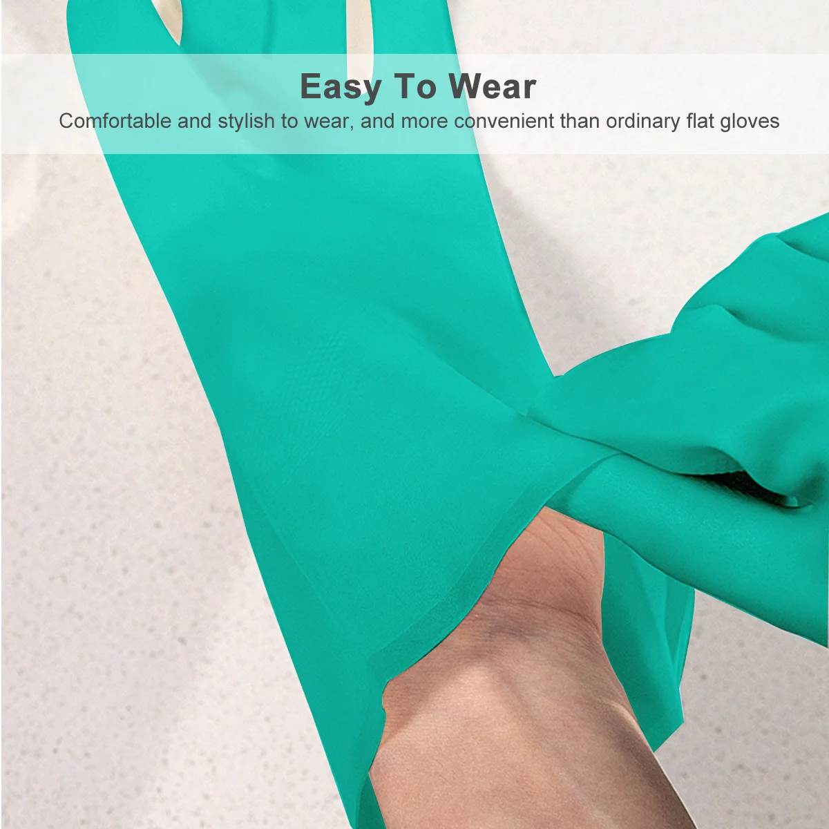 

1Pairs Long Lasting Rubber Gloves Special Design Fit Hands Well Lightweight Dishwashing Housework Gloves