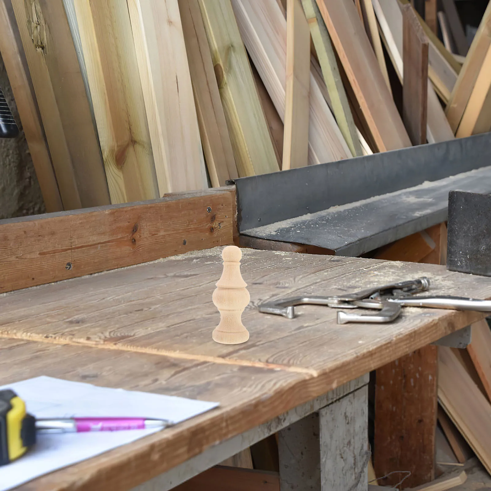 

Unfinished Wood Finials for DIY Crafts Elegant Roman Bridge Design Wooden Post Finials Home Decor Bedpost Curtain Rods Staircase