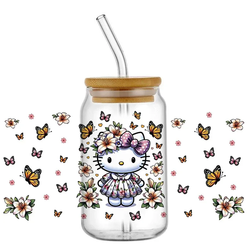 

Miniso 16OZ UV DTF Cup Wraps Transfer Sticker Waterproof Transfers Decals For 16oz Glass Cartoon Kitty Cat Cup Wrap Stickers