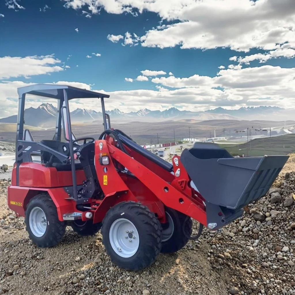 

Mini Loader 1000kg Free Shipping Diesel Loader 4×4 Wheeled Front Loader All Terrain Skidsteel loader Small Loader 4 wheel
