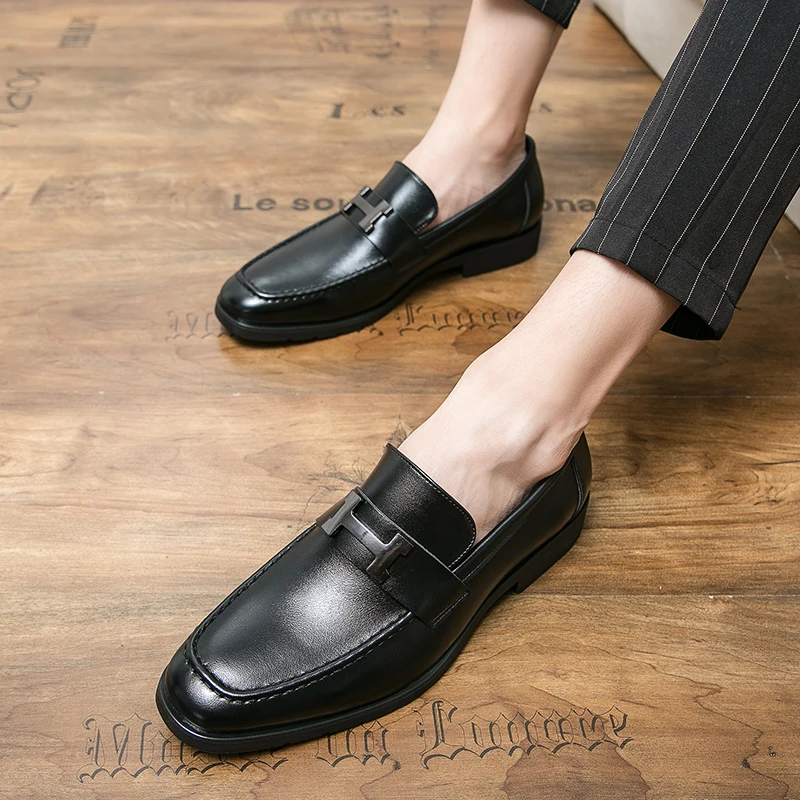 

New Fashionable Genuine Leather Party and Wedding Leisure Lefu Shoes Italian Dress Comfortable and Breathable Men's Shoes