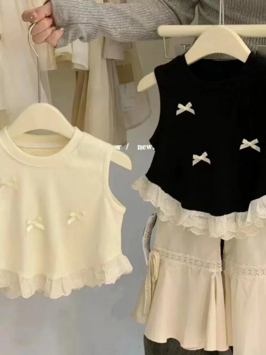 

Sweet Sle Girls Svel Top Knot Lace Trim Summer New Faion Children's Clothing round Ne Other Material