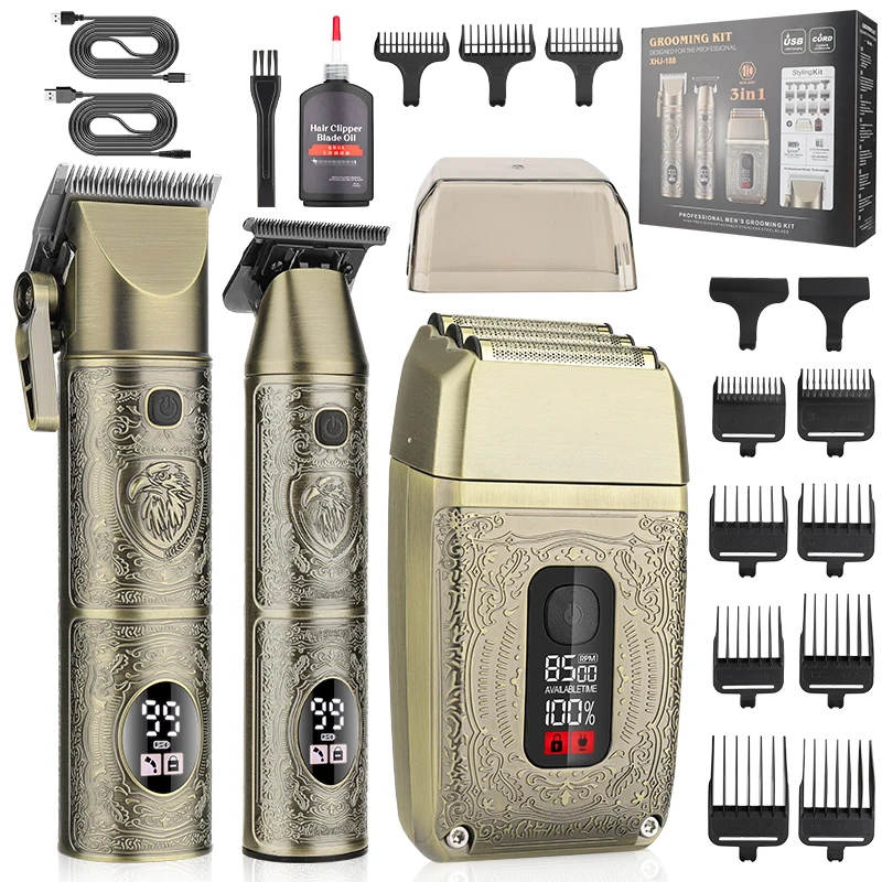 RESUXI XHJ-188 8500 RPM Professional Hair Clipper Electric Shaver Hair Trimmer Kit for Men Rechargeable Cordless Haircut Machine