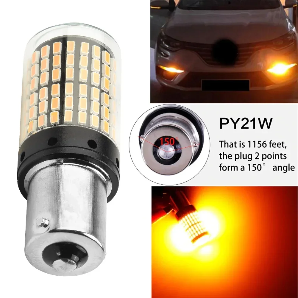 

1pc Auto BAU15S 7507 Turn Signal Light PY21W 5009 Canbus No Error Led Bulb Amber Blinker 144SMD 12V - 24V 18W Turn Signal Bulb