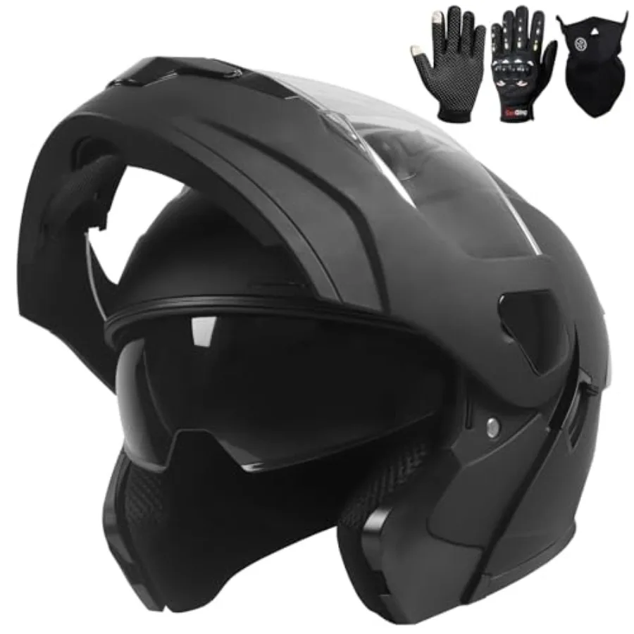 

Adult Modular Motorcycle Helmet, DOT Approved, Flip-up Dual Visor, Full Face, Black/Gray, Lightweight Composite Shell, Ventilat