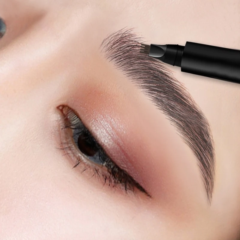 4 نقاط الحاجب القلم ماكياج Microblading السائل الحاجب قلم الحواجب البني الداكن الوشم مقاوم للماء دائم الحاجب محسن ماكياج