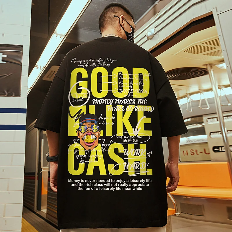 

2025 последняя модная брендовая мужская одежда большого размера, американская свободная футболка с короткими рукавами и буквами, модная хлопковая футболка с короткими рукавами