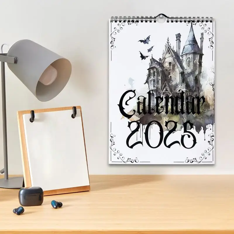 Desk Calendar 2025 Gothic 11X9Inches 2025 Monthly Wall Calendar Daily Planner Ruled Blocks Detective Calendar Home Appliances