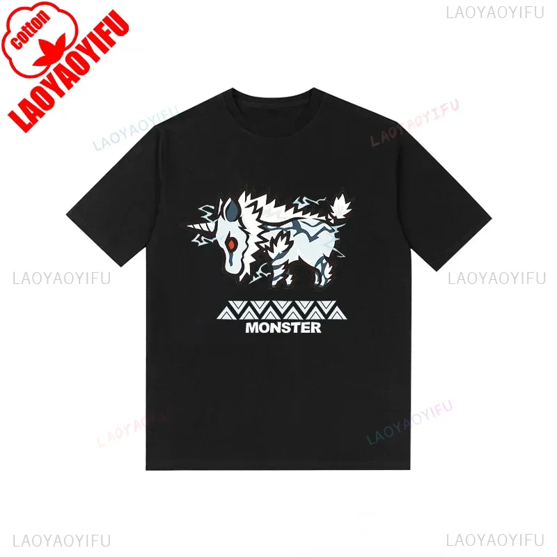 Monster Hunter T-shirt Funny Game Fans Cartoon Tops Cotton Korea Style Short Sleeve T Shirt Casual Hipster Streetwear Man Tees