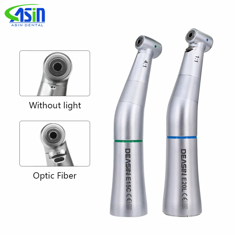 DEASIN KV E20L Type Dental Low Speed Handpiece Contra Angle Kavo 1:1 4:1 With / None Optic Fiber Blue Rings Green Rings