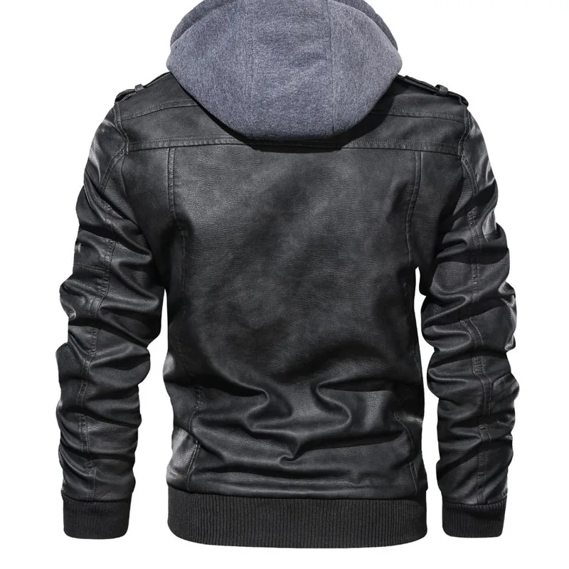 Moda zíper hoodies casaco masculino roupas de couro novo inverno jaqueta da motocicleta couro do plutônio casual jaquetas com capuz my836