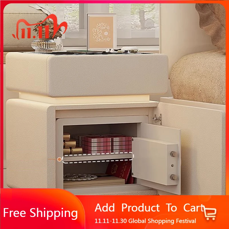 

Charging Smart Nightstand Fingerprint Lock Bluetooth Speaker Bedside Table Luxury Storage Bedroom Criado Mudo Office Furniture