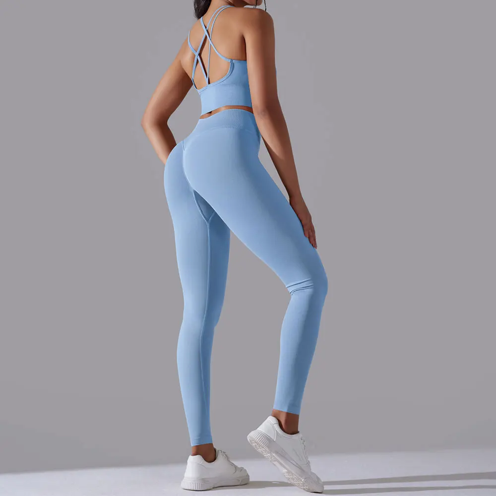 

Athletic Wear 2PCS Seamless Women Tracksuit Yoga Set Workout Sportswear Gym Clothing Fitness High Waist Leggings Sports Suits