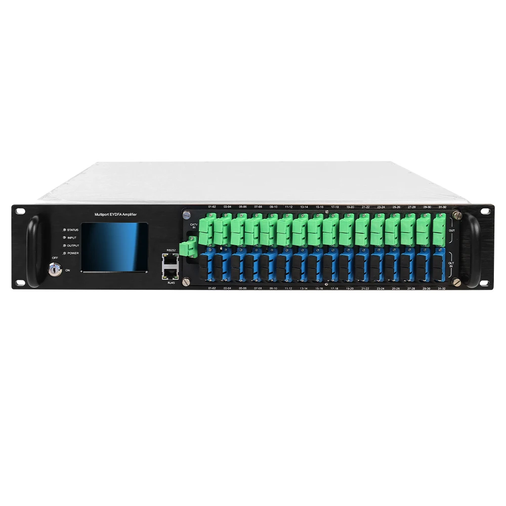 Amplificateur à fibre optique avec WDM, 1550nm, 2 entrées CATV, 32 ports CATV, EDFA, 23dBm