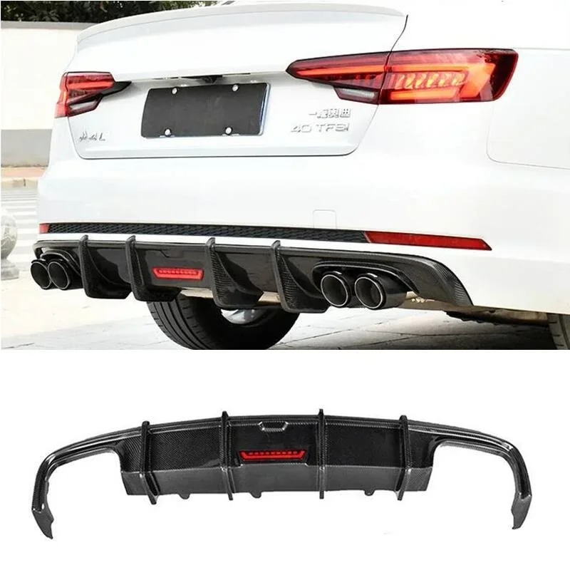 

New！ For Audi A4 S Line S4 B9 2017 2018 2019 2020 Real Carbon Fiber Rear Diffuser Kit Lip Spoiler High Quality Refits Splitters