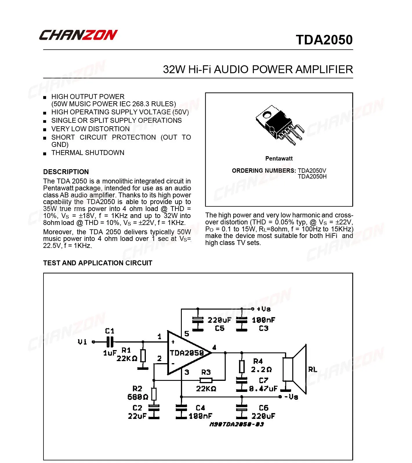 10Pcs TDA2050 TO-220 TDA 2050 AUDIO AMPLIFIER Transistor Bipolar Junction BJT Triode Tube Fets 3.5A ±25V Integrated Circuits