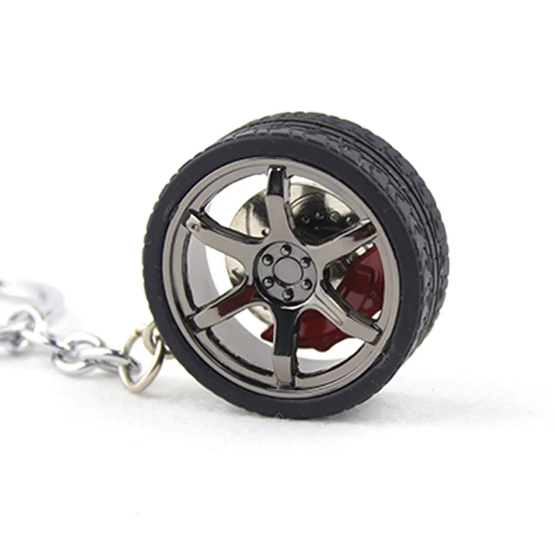 Key Chain High Quality Durable Personality Unique Creative Car Modified Calipers Brake Disc Wheel Tire Metal Tire Key Chain 1PC