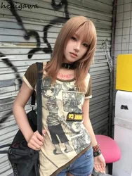 Y2k Tops Tshirts for Women 2024 Ropa Mujer Fashion Korean Camisetas Summer Tees Anime Print Tunic Punk Casual Fashion T-shirt