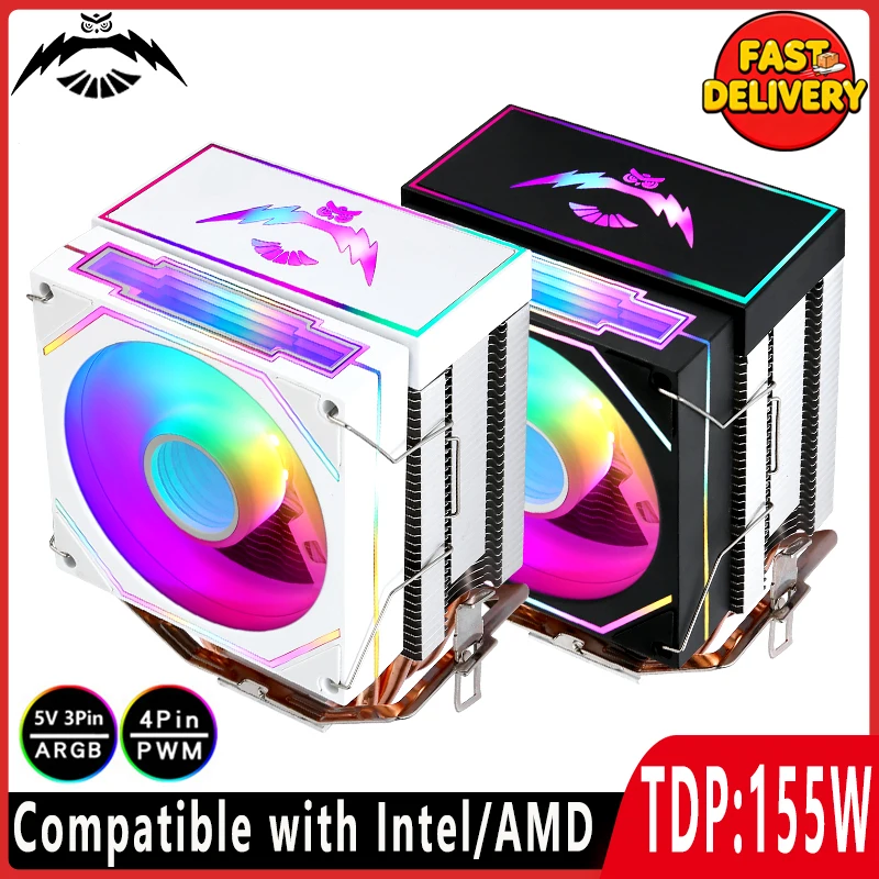 

CPU Cooler Fan Hydraulic Bearing Silent PC Tower Type 2/4/6 Heat Pipe Radiator 90mm Compatible Intel/AMD Platform Installation