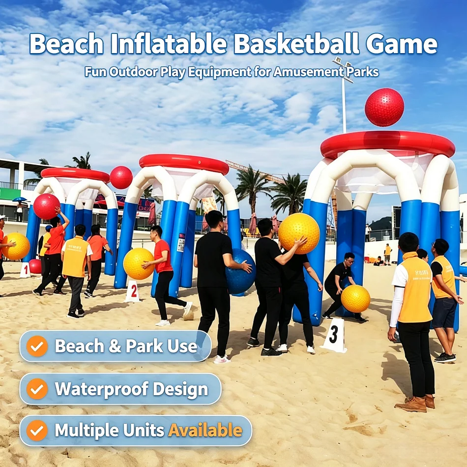 Inflatable Basketball Shooting Game, Large Frame, Commercial Sports Rides for School Events, Fun Interactive Game