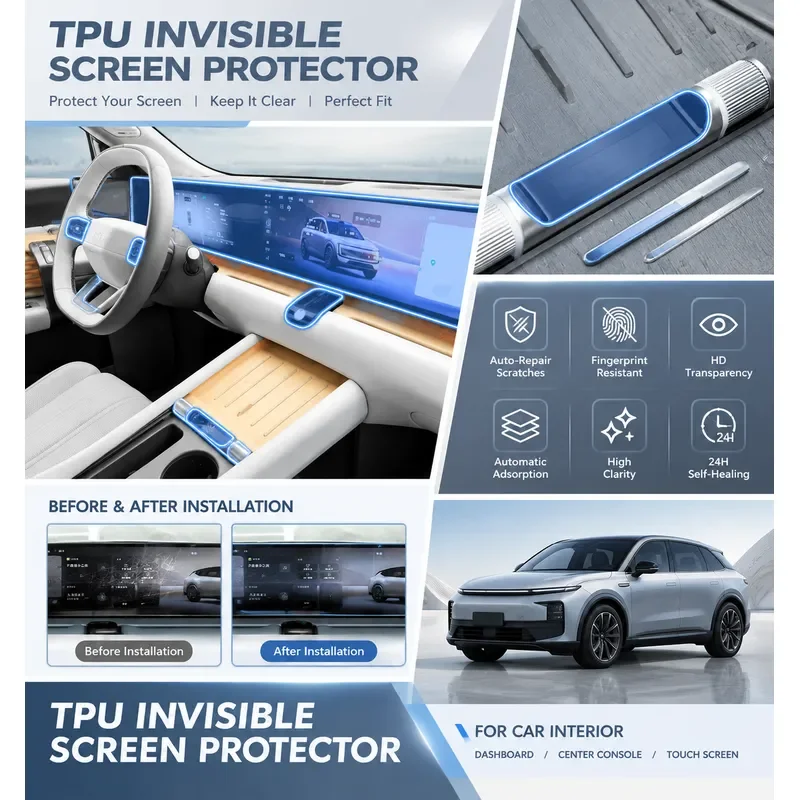 For 2026 Audi e-tron Interior Protective Film Navigation Screen Protector Central Control Console Wrap Steering Wheel Cover