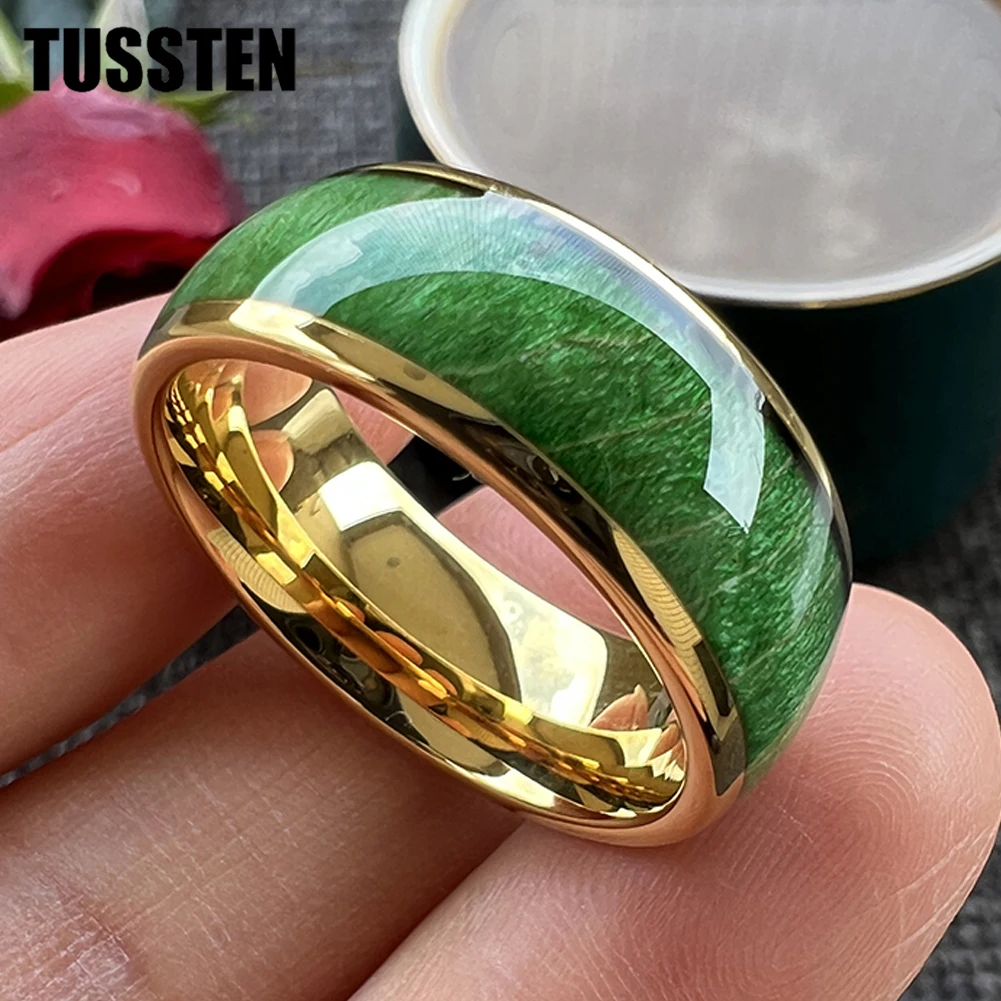 Dropshipping TUSSTEN 8MM wielokolorowy pierścionek wolframowy dla kobiet mężczyzn obrączka kolorowe barwione drewno starsze wkładka Comfort Fit