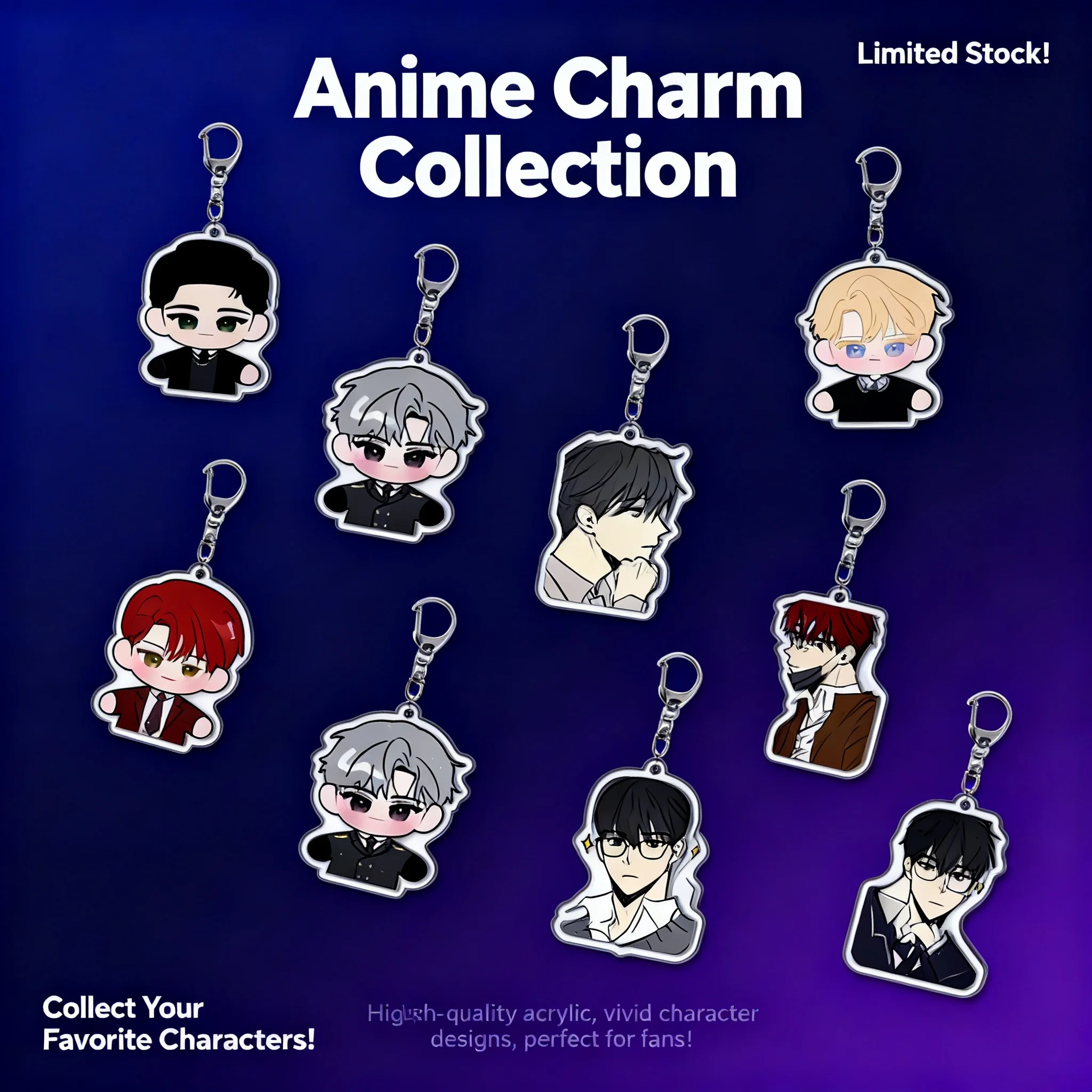 

Spellbound Korean Comic Acrylic Keychain Ocean Night Anime Cartoon Character Charm Pendant Decor