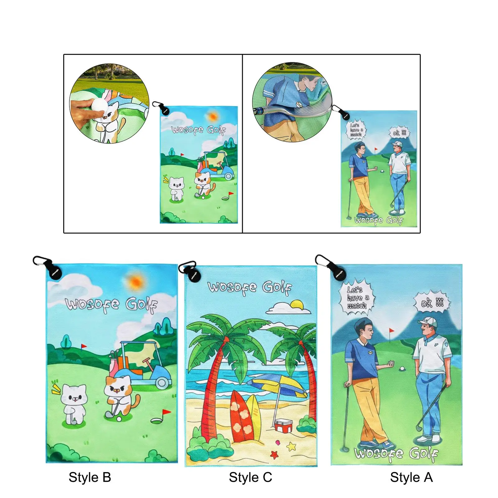 

Golf Towel Golf Ball Cleaner Towel with Clip Practical Good Absorbent for Golf