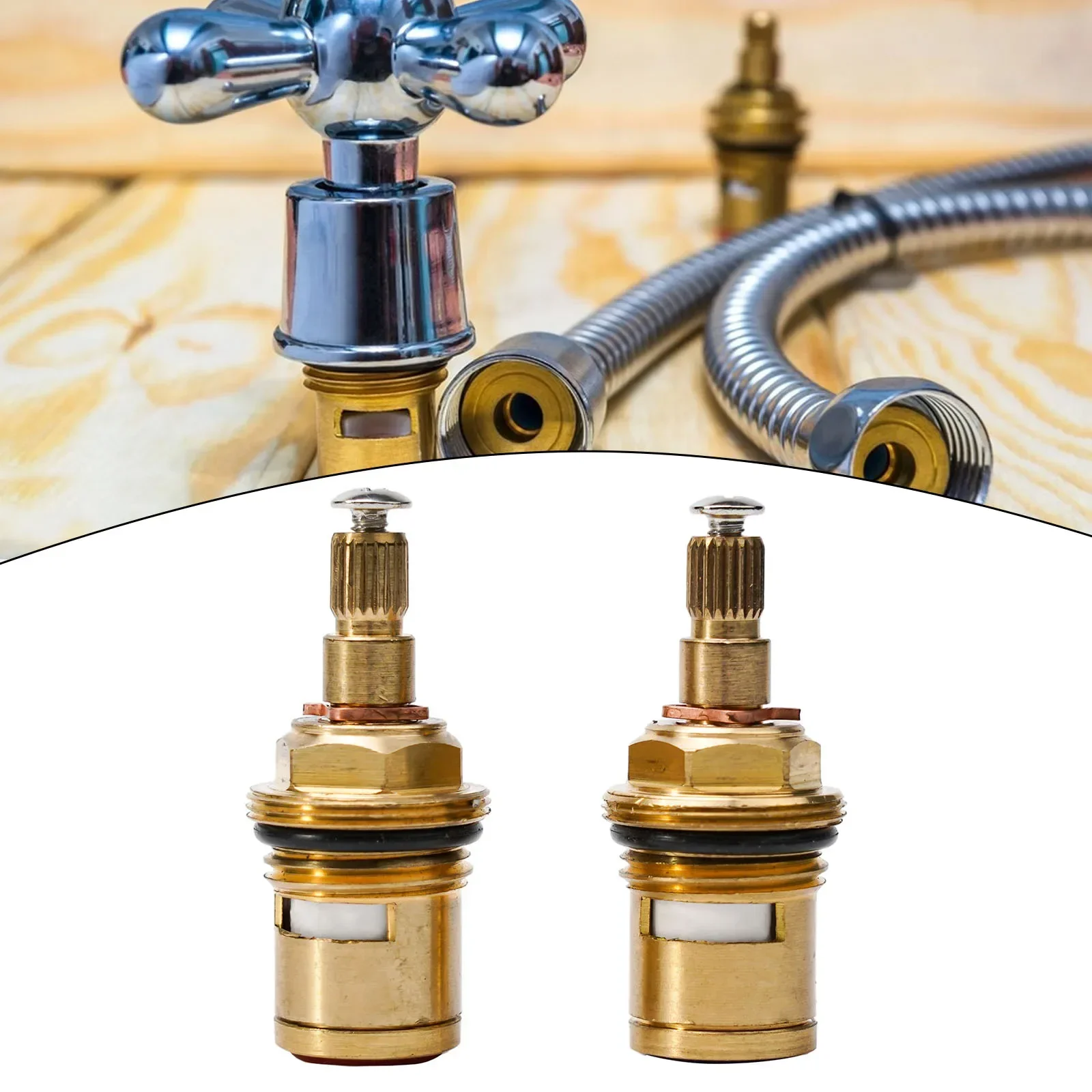 1/2pc Replacement Tap Valves Brass Ceramic Disc Cartridge Inner Faucet Valve For Bathroom, Clockwise Or Anti-clockwise