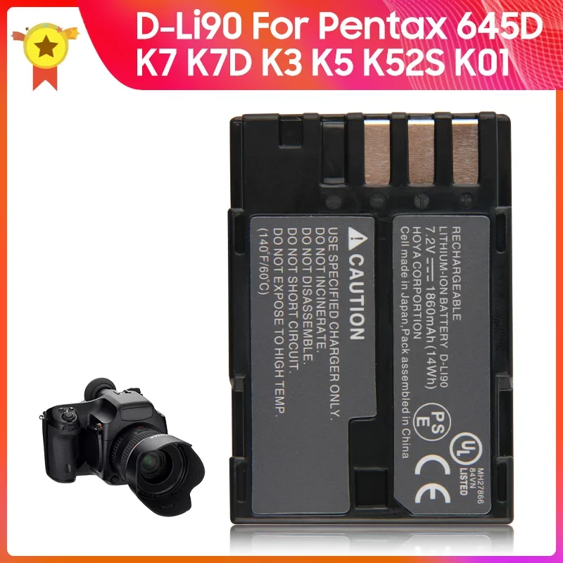 

New Battery D-Li90 For Pentax K7D 645D K52S K01 K7 K3 K5 Replacement Battery 1860mAh 7.2V 14Wh +tools