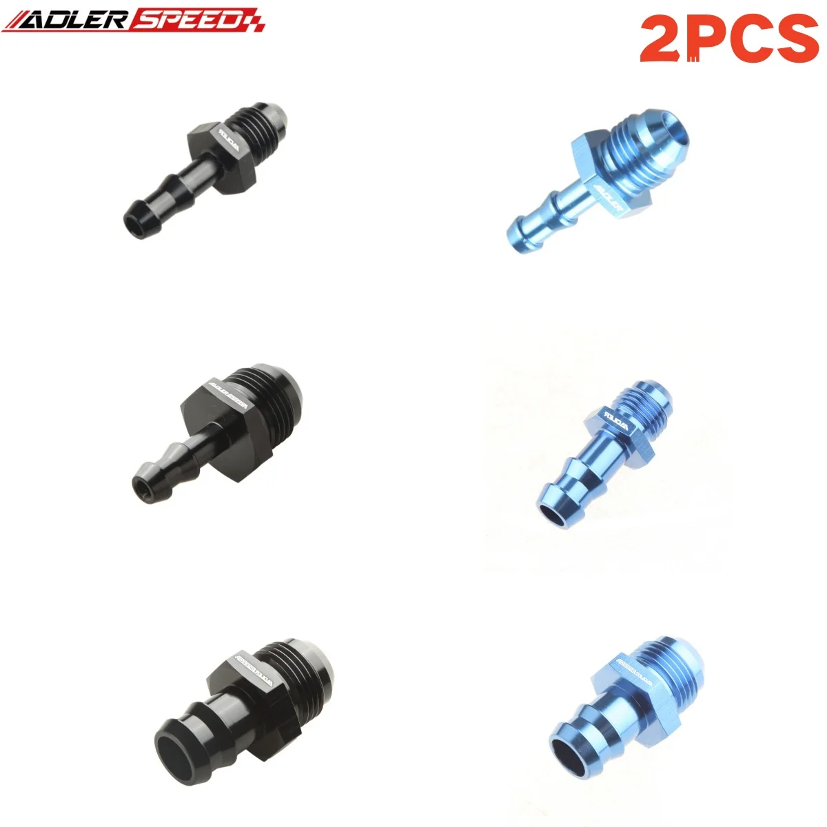 2pcs ADLERSPEED 4AN 6AN 8AN 10AN 12AN AN16 Male To 4mm 6mm 8mm 10mm Barb Straight Hose Fitting BLACK