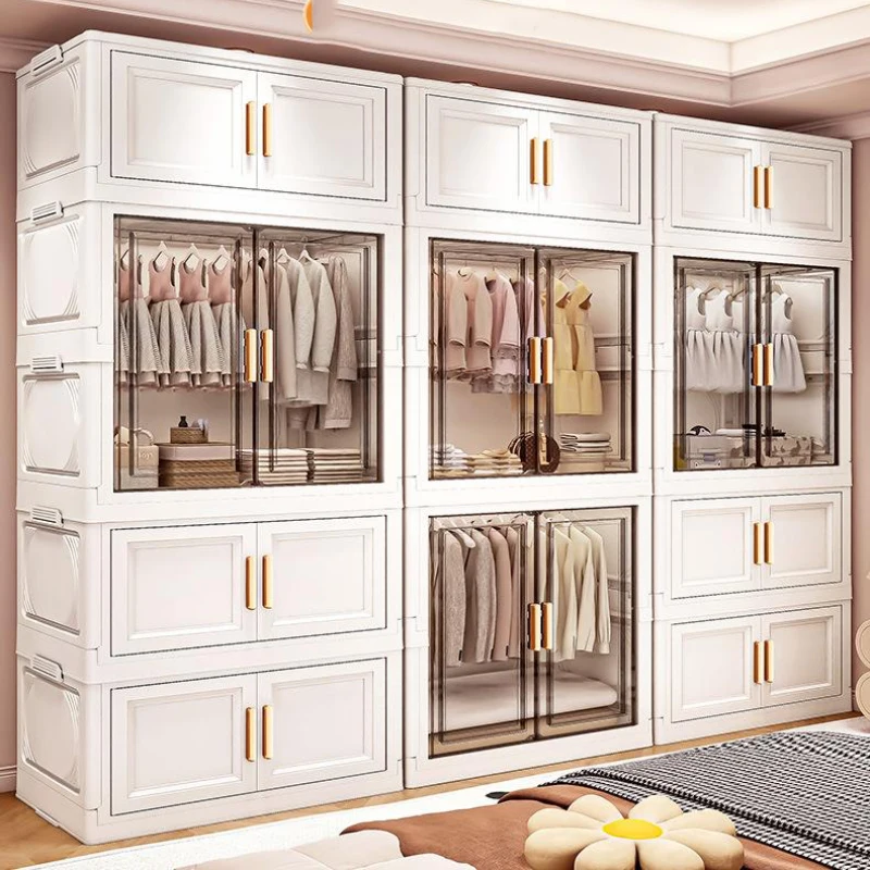 Armario plegable organizador muebles montaje armario de ropa armario de plástico armario de almacenamiento armario de ropa portátil para dormitorio