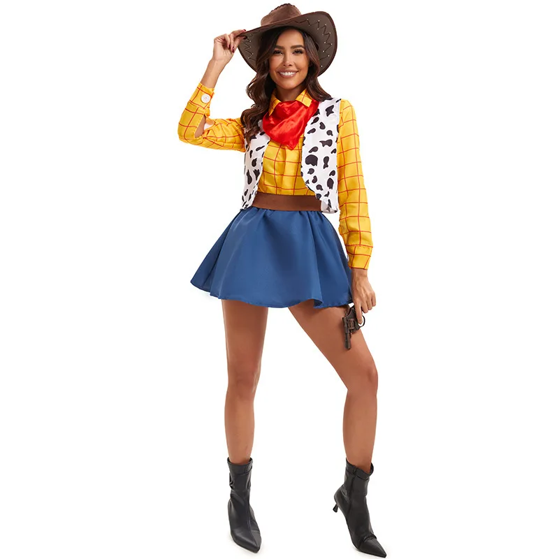 ملابس الهالوين التأثيرية للزوجين ملابس رعاة البقر الغربية Hossy للرجال ملابس المسرح لعبة S Woody الزي الصيني التقليدي