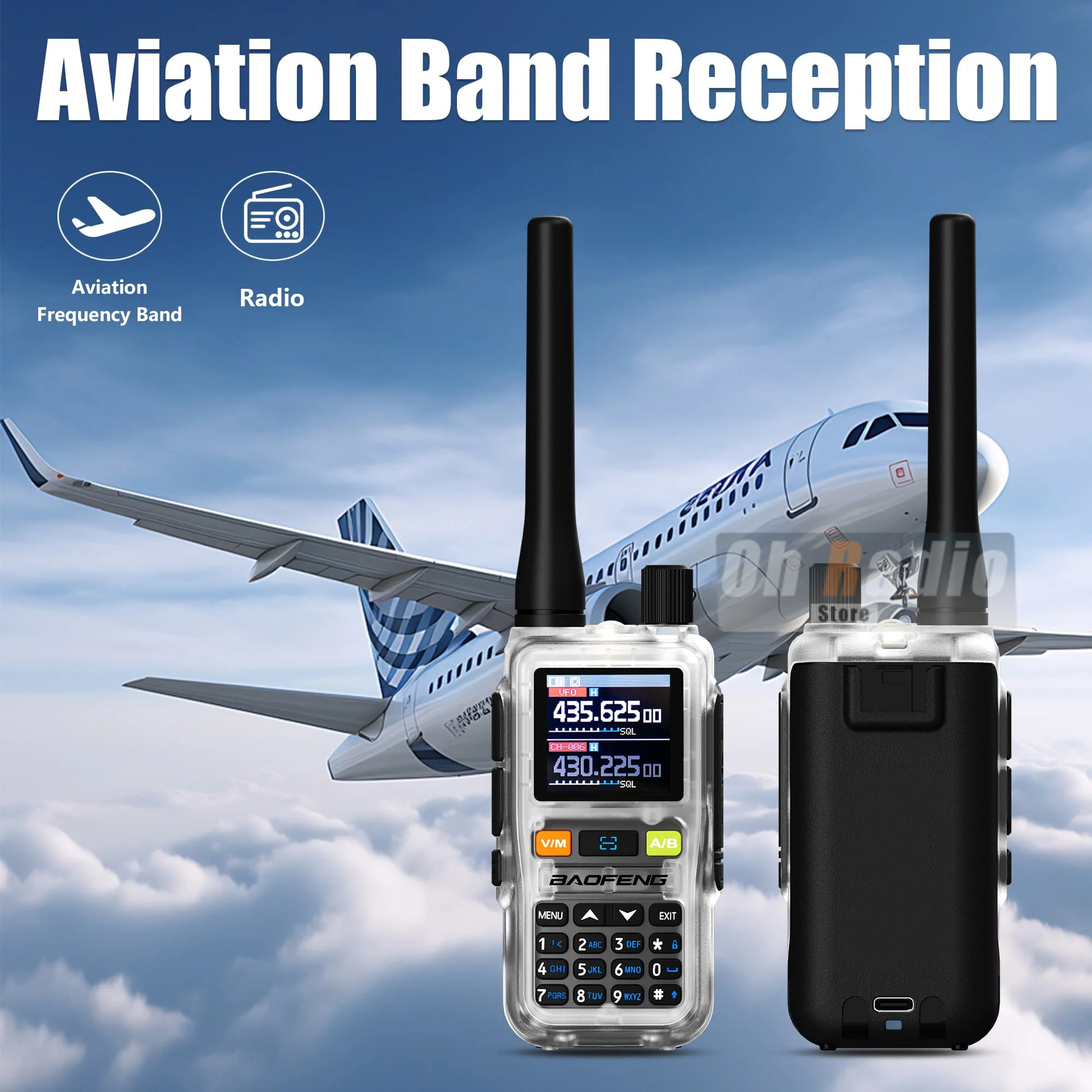 1/2PCS Baofeng UV 5R Mini Walkie Talkie Air Band UHF/VHF 999 kanal FM Bluetooth Programmierung Typ-C Camping Ham Radio Upgrade 5R