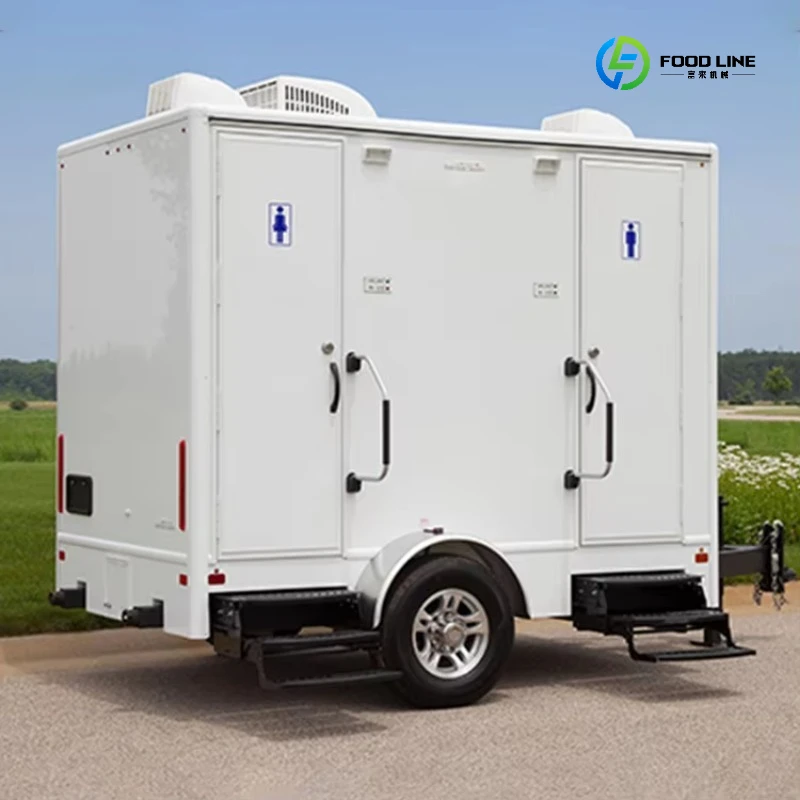 

Luxury Mobile Toilet Trailer Customized Portable 2 Cabins Toilet Trailer Customized