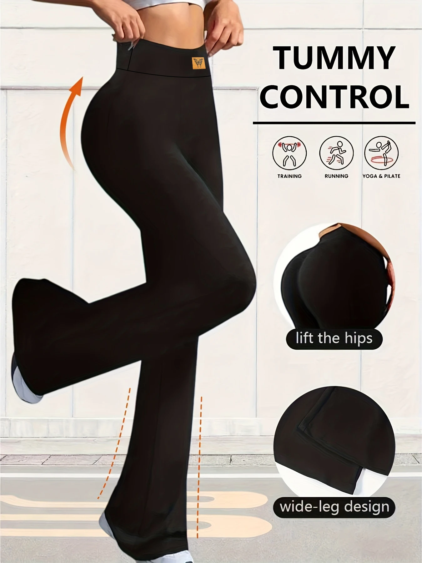 女性用冬用暖かいベルボトムパンツ、黒のヨガパンツ、ハイウエスト伸縮性、防風性と防寒性、2025年新作