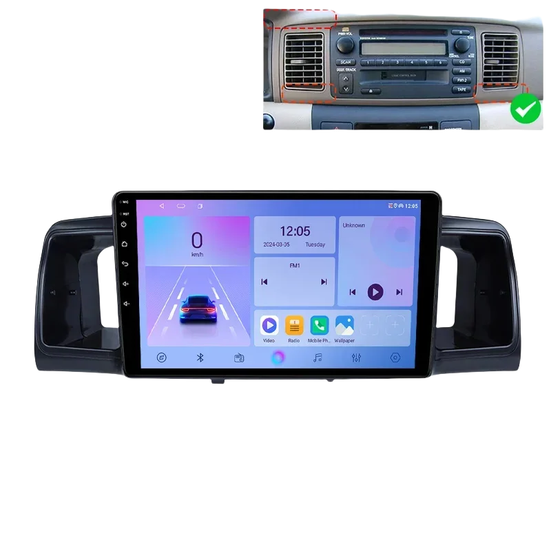 

For Toyota Corolla E130 E120 2000 - 2004 Car Radio 2K QLED Android 13 Multimedia Video Player GPS AI Voice CarPlay Auto 4G