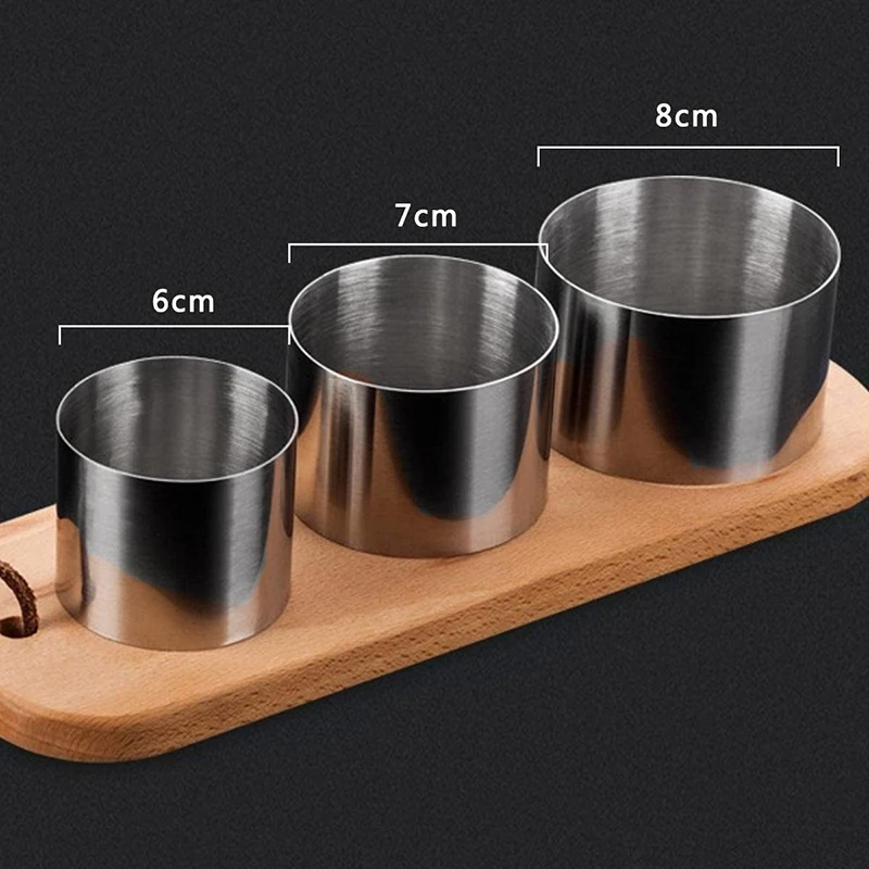 

Y74A-4PCS Stainless Steel Round Cold Dish Mold With Push Plate Kitchen Hotel Dish Tool Salad Plate Fried Rice Forming Mold
