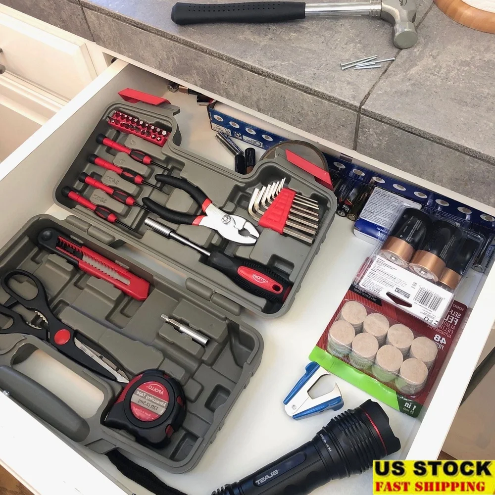 

39 Piece Compact Tool Set Home DIY Repairs with Hammer Pliers Screwdrivers Scissors Storage Case Essential Hand Tools