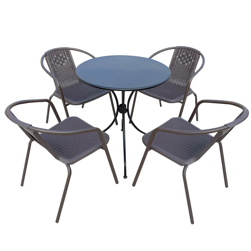 

Outdoor tables and chairs, courtyard, balcony, leisure area layout, three-piece set, milk tea shop, outdoor simplicity