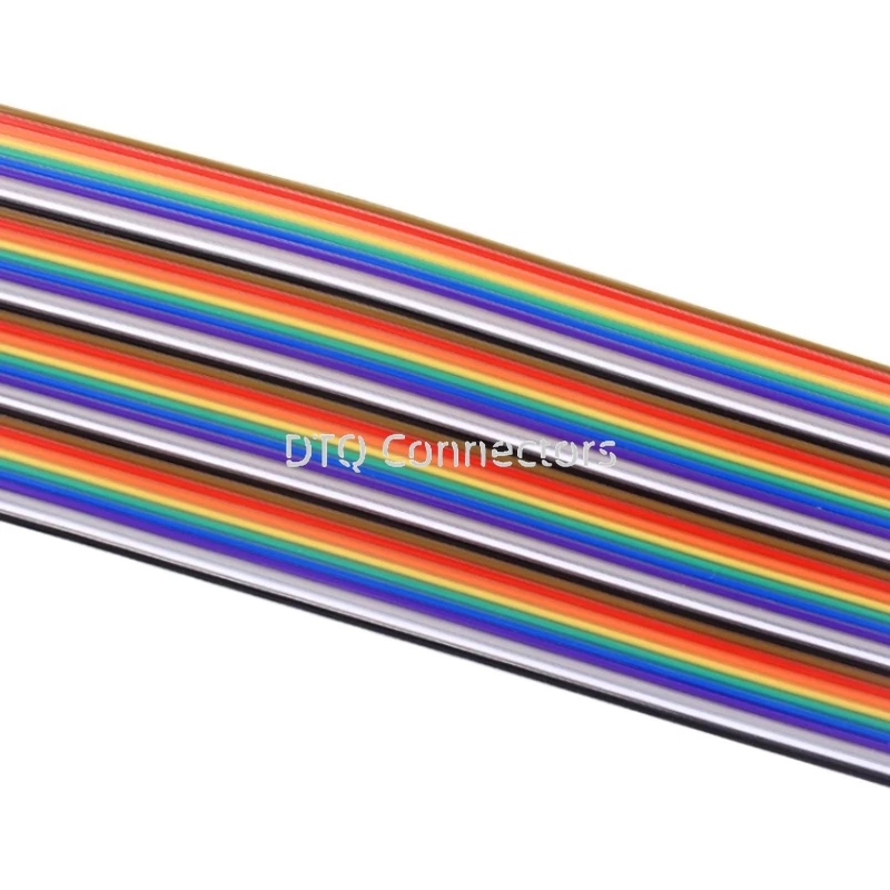 1Meter 1.27mm Pitch 6/8/10/12/14/16/18/20/26/30/40 Pin Rainbow Flat Ribbon Cable DuPont Wire 28AWG For 2.54mm IDC Connector