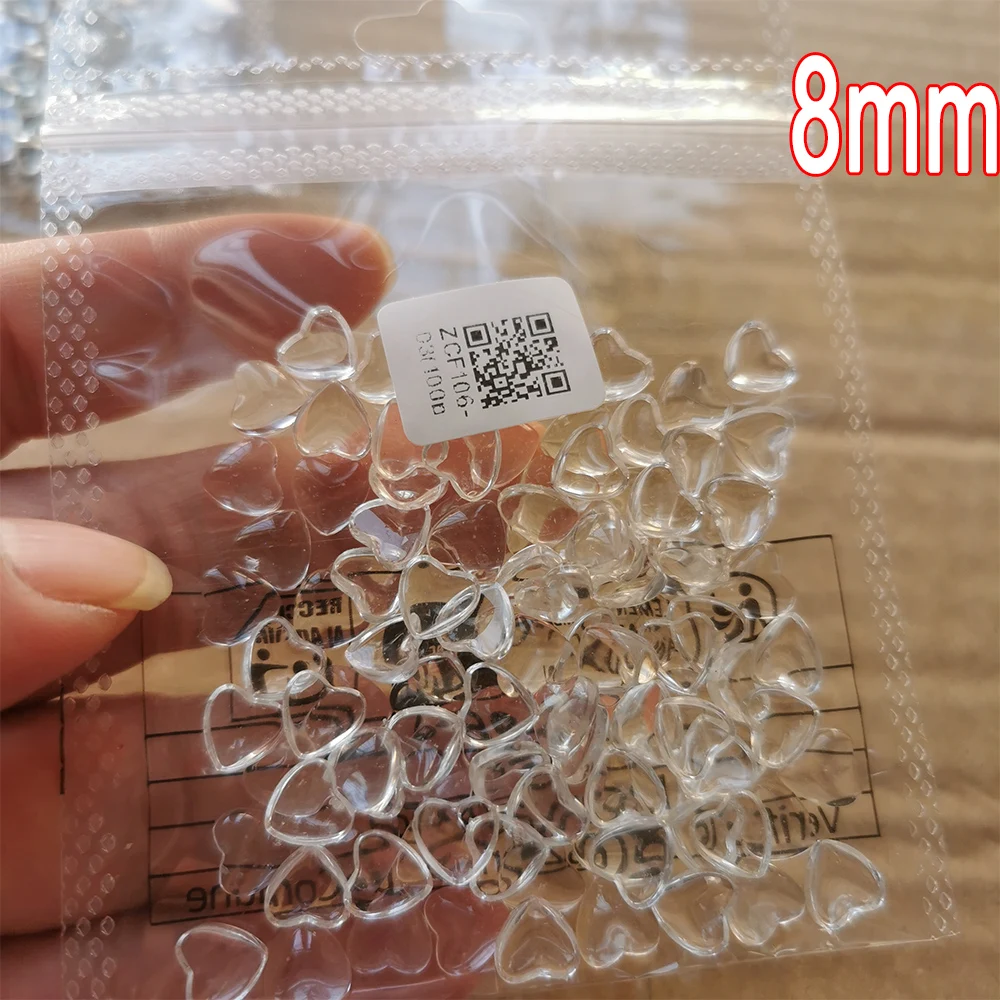 100 STKS 3D Clear Liefde Hart Nail Art Charms Leuke 4/6/8mm Transparante Plaksteen Hars Hart nagel Decoraties DIY Valentijn NailPart